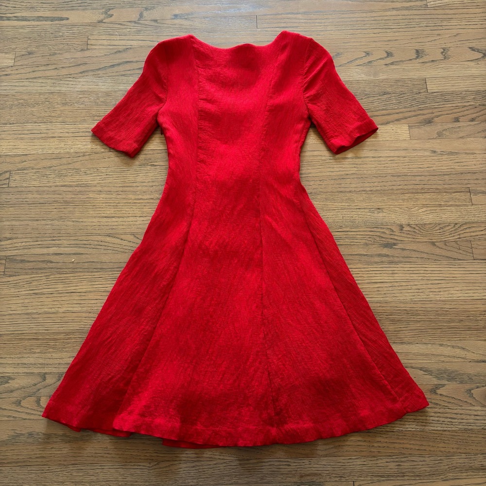 Maeve by Anthropologie Red Lace Up Corset Fit & Flare Dress Womens 0P Petite - Picture 9 of 9